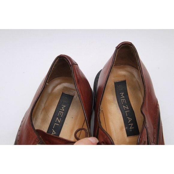 Mezlan Dress Shoes Oxfords Brown Leather Mens Lace Up 10 m - Picture 14 of 16